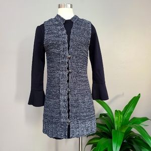 SAOPAULO Charcoal, Black, & White Knit Knee-Length Sweater Vest Size 12 (S-L)